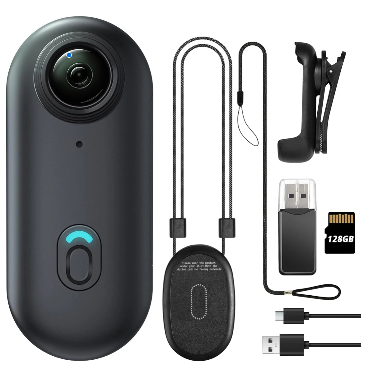 4K 128GB UHD Mini Portable Camera, Thumb Size, Hands-Free Recording, Black Color