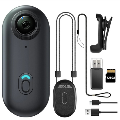 4K 128GB UHD Mini Portable Camera, Thumb Size, Hands-Free Recording, Black Color