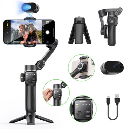 Handheld Anti-Shake Gimbal Stabilizer Travel Extended Selfie Stick Face Tracking Phone Stand for Iphone Android Shooting