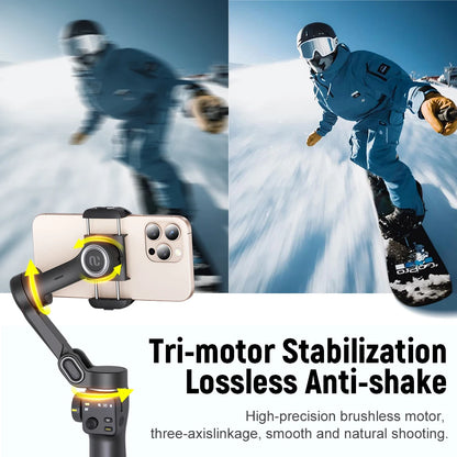 Handheld Anti-Shake Gimbal Stabilizer Travel Extended Selfie Stick Face Tracking Phone Stand for Iphone Android Shooting