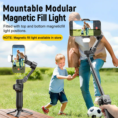 Handheld Anti-Shake Gimbal Stabilizer Travel Extended Selfie Stick Face Tracking Phone Stand for Iphone Android Shooting